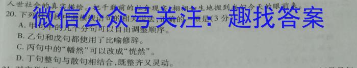 安徽省2023-2024学年（上）高一冬季阶段性检测/语文