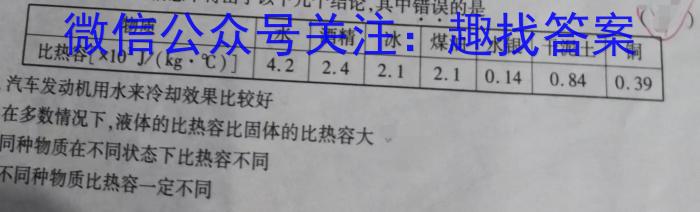 江西省2024年学考水平练习（二）物理试题答案