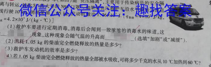 2024届河南省中考考前抢分卷[CCZX C HEN]物理试题答案