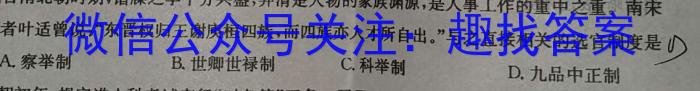 安徽省2023-2024学年度上学期九年级第二次过程性评价历史试卷答案