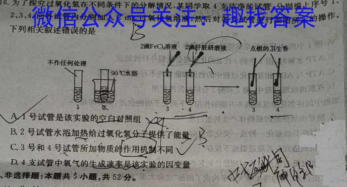 2024三湘大联考初中学业水平考试模拟试卷(三)生物学试题答案