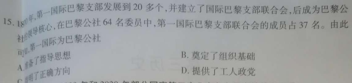 [今日更新]琢名小渔 ·河北省2025届高三年级开学检测历史试卷答案