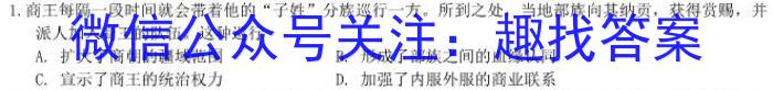 安徽省2023~2024学年度九年级第一学期期末学习质量检测历史试卷答案