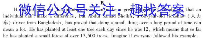 安徽省安庆四中2024年中考二模英语试卷答案