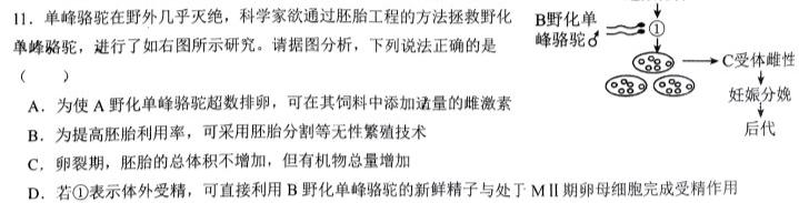 [三省三校一模]东北三省2024年高三第一次联合模拟考试生物学部分