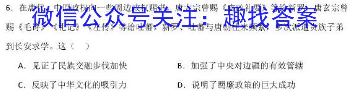 上进联考 2024年5月江西省高一统一调研测试历史试题答案