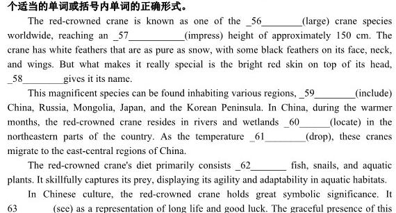 [郴州四模]郴州市2024届高三第四次教学质量监测英语试卷答案