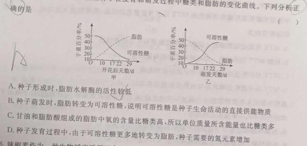 陕西省2023届九年级最新中考冲刺卷(实心方框横线)生物学部分