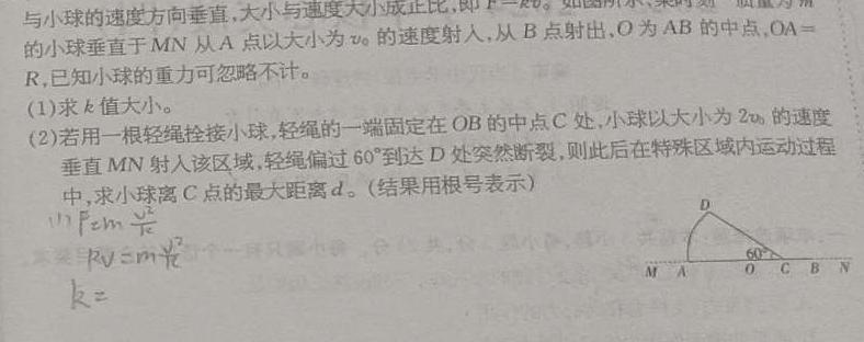 广西名校联盟2024年秋季学期高二上学期入学检测卷(物理)试卷答案