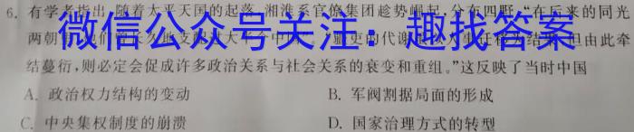 名校计划2024年河北省中考适应性模拟检测（预测一）历史试题答案