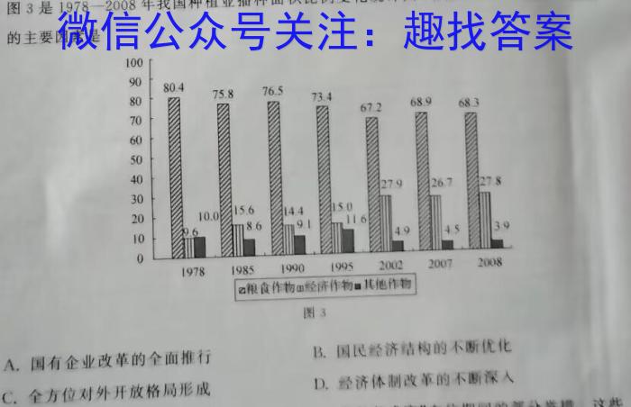 2024届普通高等学校招生统一考试青桐鸣高二3月大联考历史试卷答案