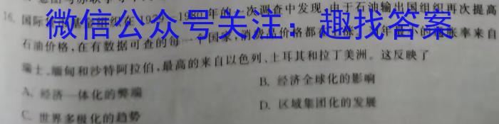 江西省上饶市广丰区2024届九年级上学期1月期末考试历史试卷答案