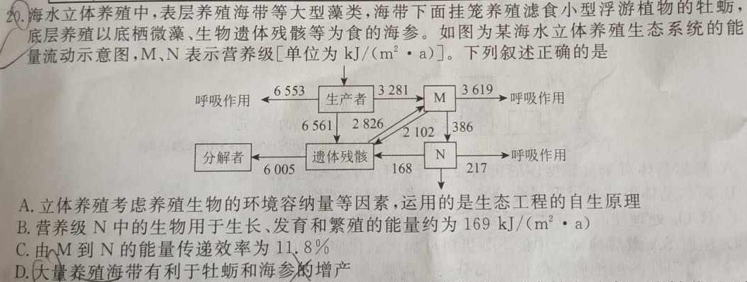 甘肃省定西市2023-2024学年度第一学期七年级期末监测卷生物