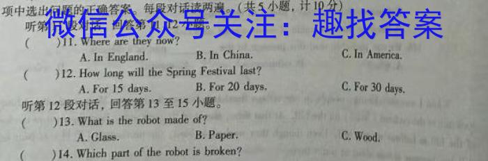 安徽省2024年秋学期九年级期末检测卷英语