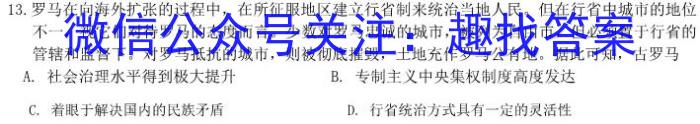 安徽省2023-2024学年度第一学期九年级综合评价（三）历史试卷答案