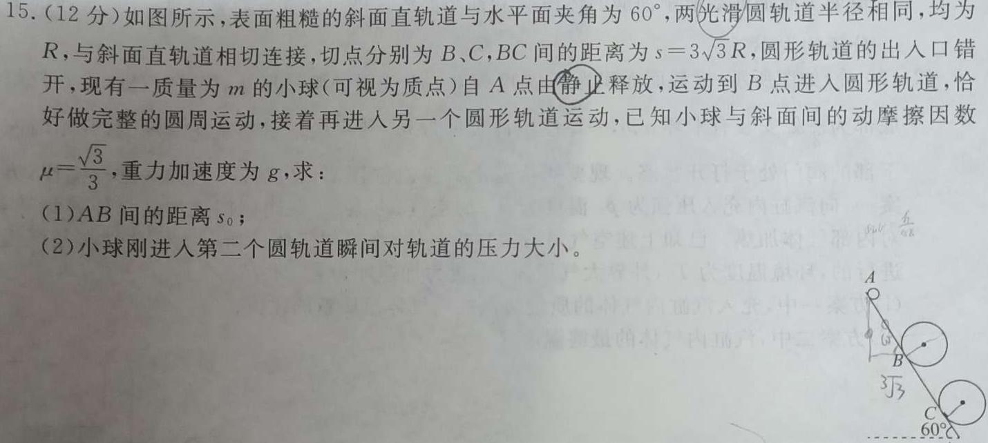 卓育云2023-2024中考学科素养自主测评卷(四)(物理)试卷答案