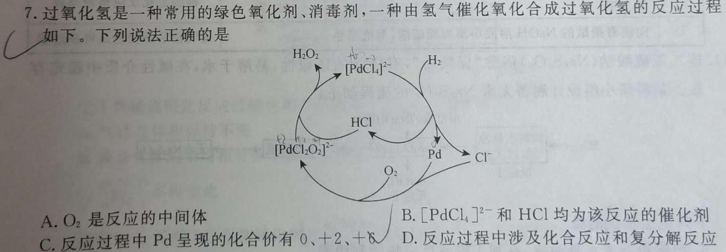 1安徽省2023-2024学年度八年级第三次月考（二）化学试卷答案