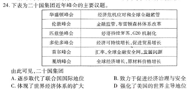 卓越联盟·山西省2023-2024学年高一上学期1月期末考试历史