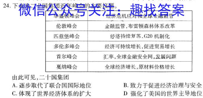 2022级“贵百河”4月高二年级新高考月考测试历史试卷答案