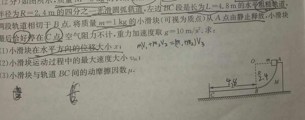 [今日更新]三重教育2023-2024学年第一学期高一年级12月质量监测.物理试卷答案