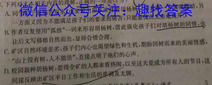 衡水金卷先享题·月考卷 2023-2024学年度下学期高三年级一调考试语文