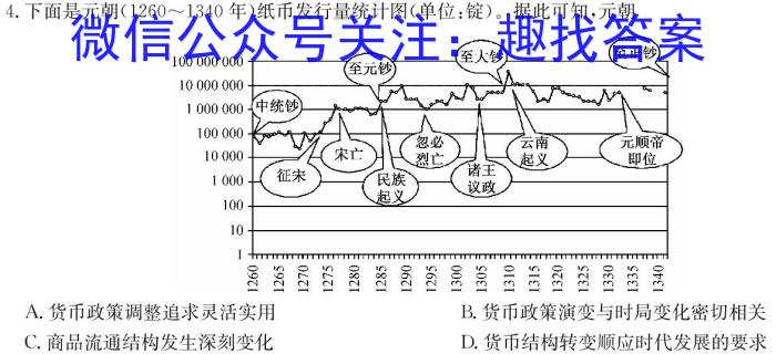 陕西省2023~2024学年八年级上学期阶段性学情分析(三)3历史试卷答案
