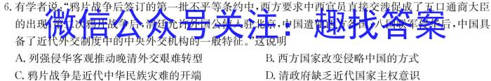 鼎成大联考2024年河南省普通高中招生考试（一）历史试卷答案