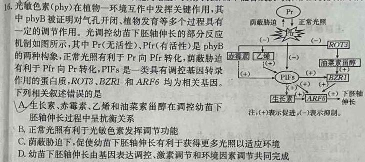 河北省2024年初中毕业学业考试模拟试卷(5月)生物学部分