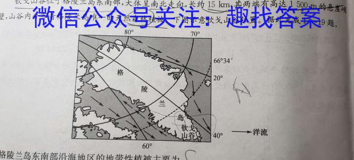 2024届陕西省西工大附中九年级第九次适应性训练[24-9]地理试卷答案