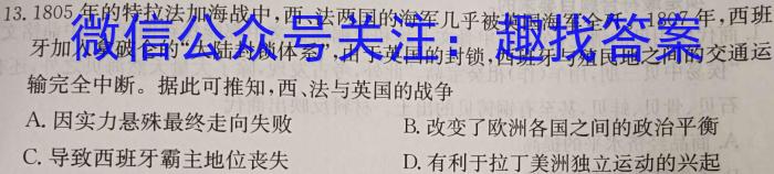 [阳光启学]2024届全国统一考试标准模拟信息卷(一)历史试卷答案