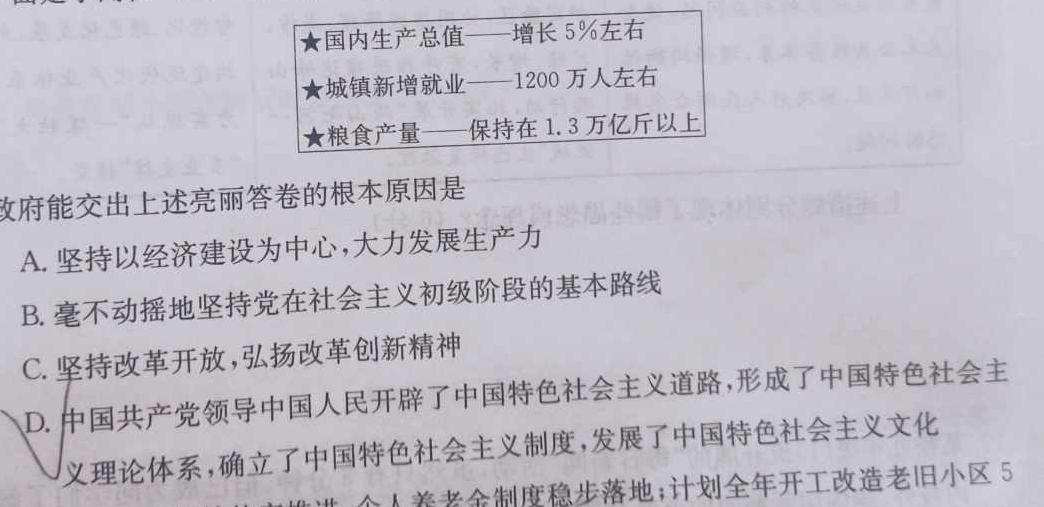 2024年湖北省初中学业水平考试信息卷(冲刺卷系列)思想政治部分