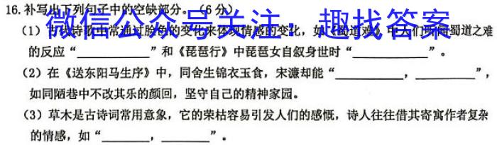 福州市2023-2024学年度第二学期九县（市）一中期末联考（高二）语文