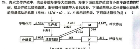 湖北省2024年高一9月月考生物