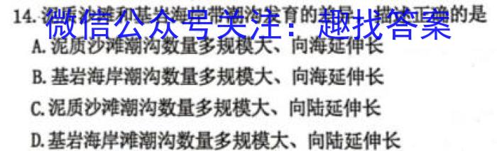 ［稳派联考］上进联考2024年江西省高一年级统一调研测试（期末考试）地理试卷答案