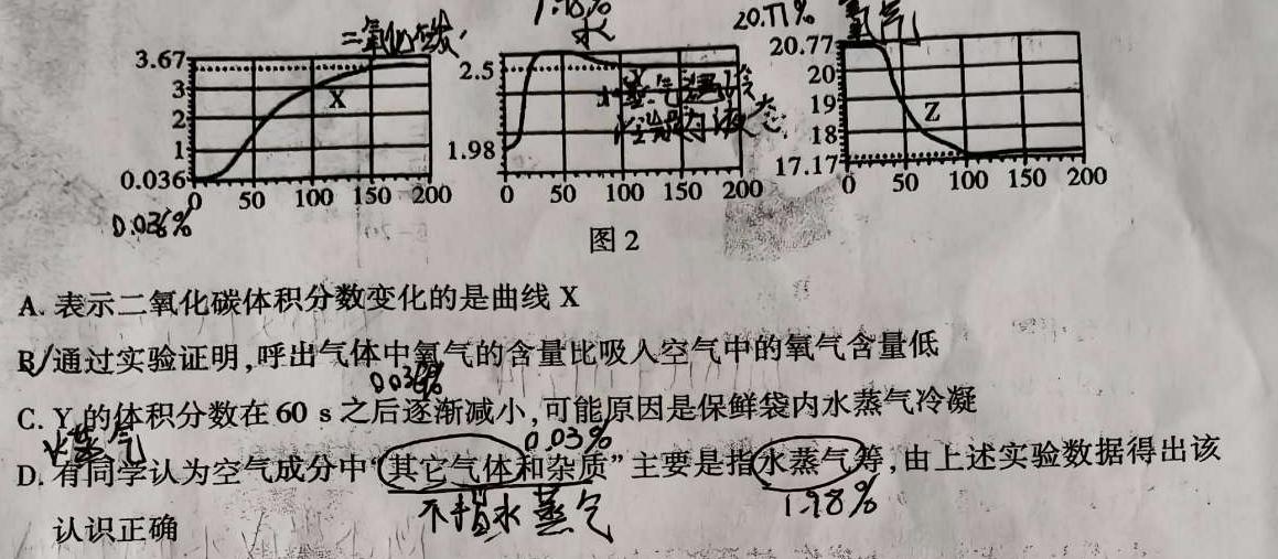 1安徽省涡阳县2023-2024学年度九年级第一次质量监测化学试卷答案