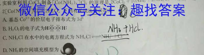 j陕西省2023-2024学年度高二第一学期阶段性学习效果评估(三)化学试卷答案