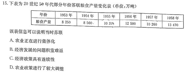 陕西省2023-2024学年度第一学期七年级1月抽测考试历史