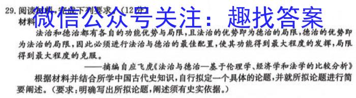 安徽省2024届同步达标自主练习·九年级第五次历史试卷答案