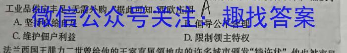 陕西省2023-2024学年度九年级第一学期学业水平质量监测历史试卷答案