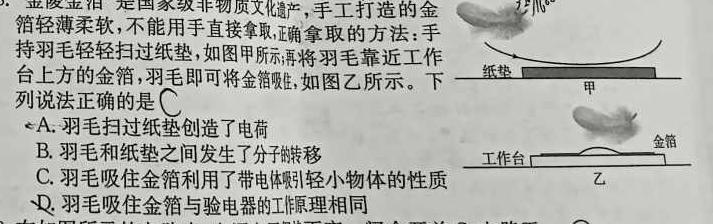 云南省2024-2025届高三年级开学考（10C）(物理)试卷答案