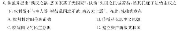 2024年安徽省八年级下学期教学质量调研（4月）历史