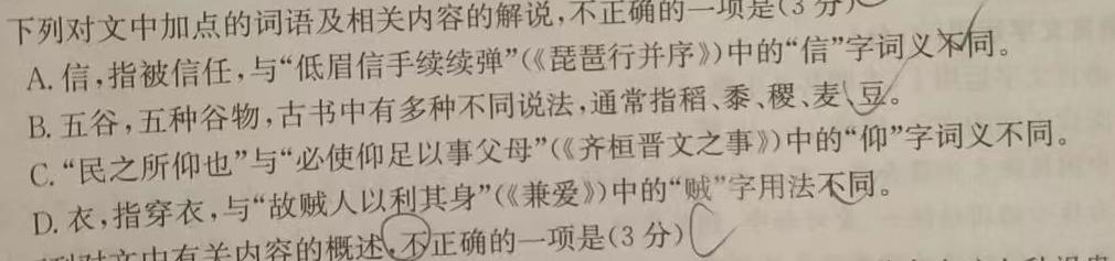 2024年普通高等学校招生全国统一考试 名校联盟·模拟信息卷(T8联盟)(四)4语文