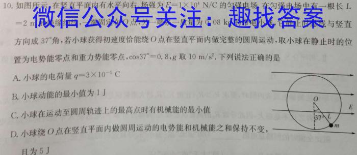 陕西省2024届高三模拟卷(◆)物理试卷答案