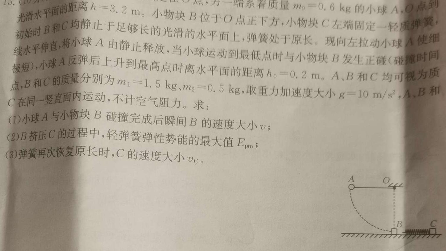 [今日更新]2024届炎德英才大联考长郡中学模拟试卷(一).物理试卷答案