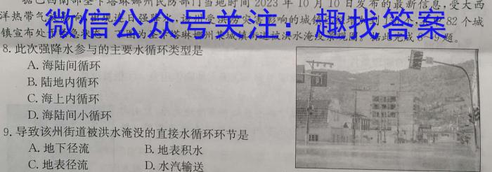 浙江省高二年级2024年6月“桐·浦·富·兴”教研联盟学考模拟地理试卷答案