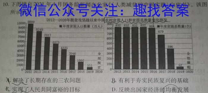 2024年湖南省初中学业水平考试模拟试卷(BEST联考)历史试卷答案