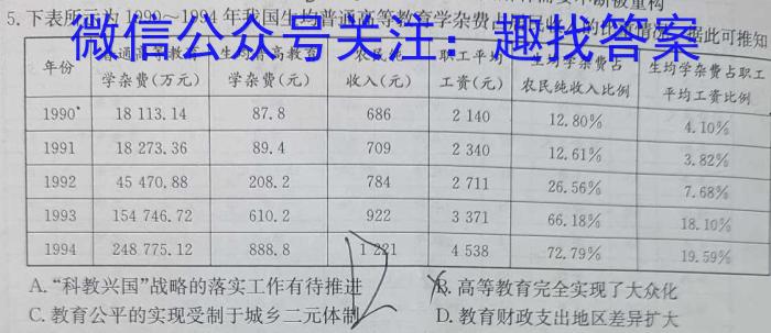 2025届普通高等学校招生统一考试青桐鸣高二12月大联考历史试卷答案