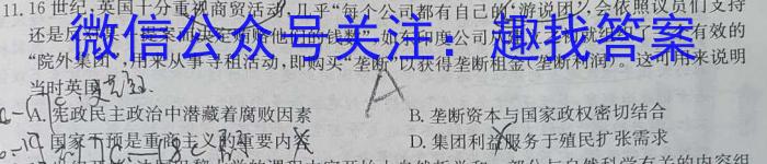 安徽省淮南市寿县寿春中学2024届九年级12月月考历史试卷答案