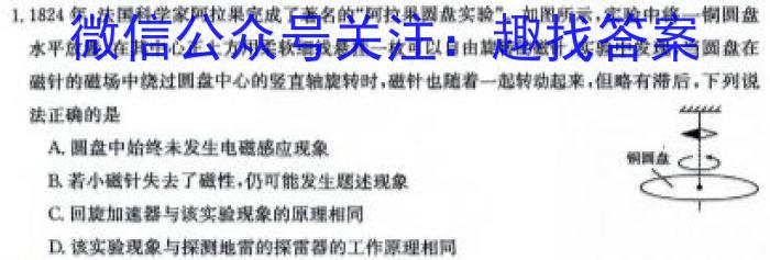 环际大联考 “逐梦计划”2023~2024学年度高二第二学期期中考试(H103)物理试卷答案