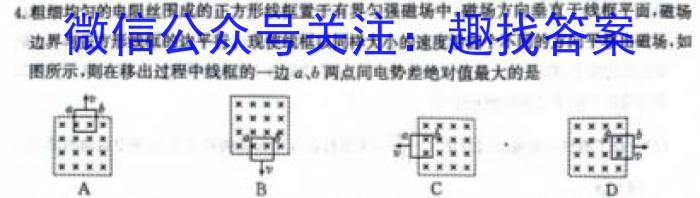 江西省2024年中考模拟示范卷（四）物理试卷答案